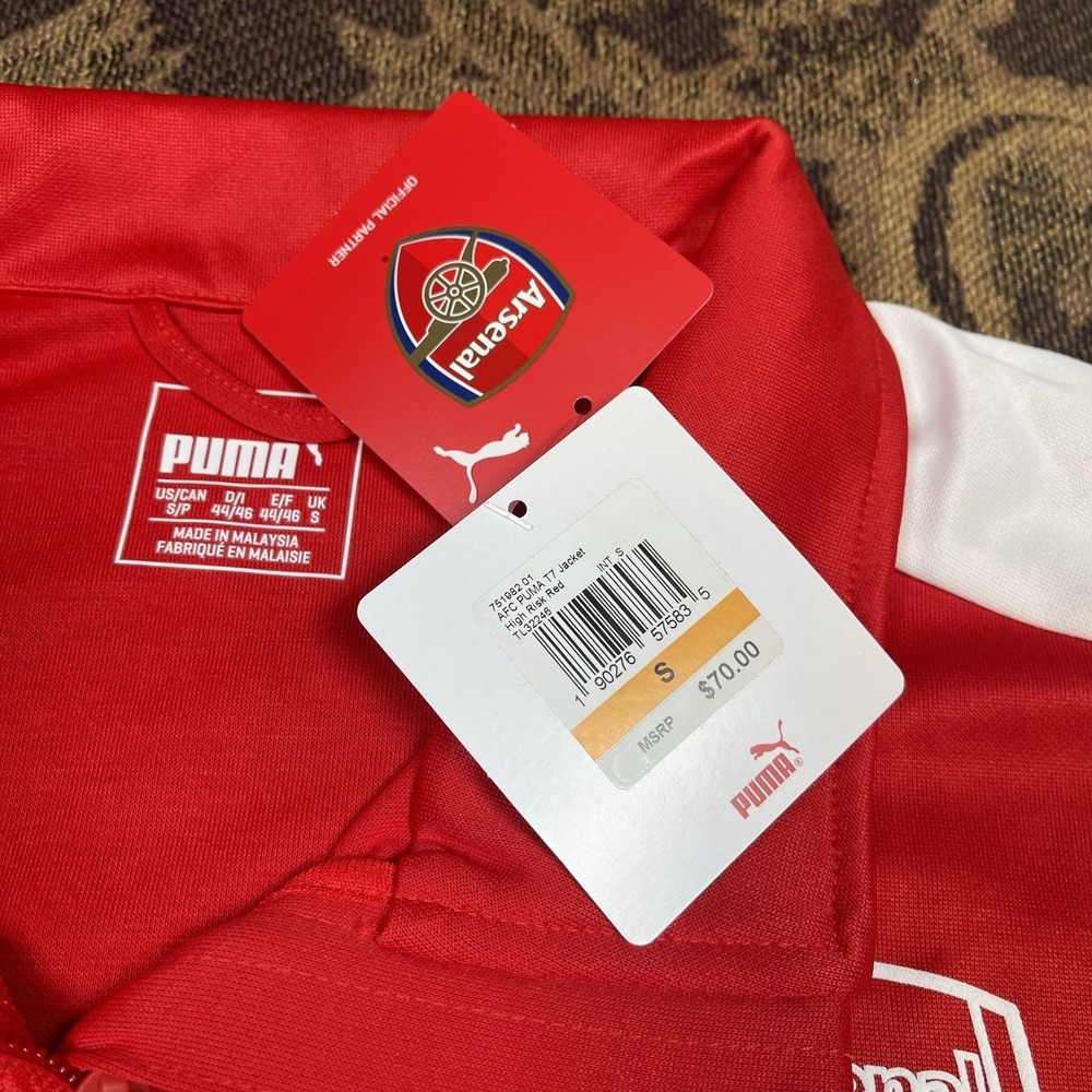 PUMA ARSENAL Soccer T7 ANTHEM JACKET 2017 RED/WHITE Mens Size Small New - Picture 3 of 8